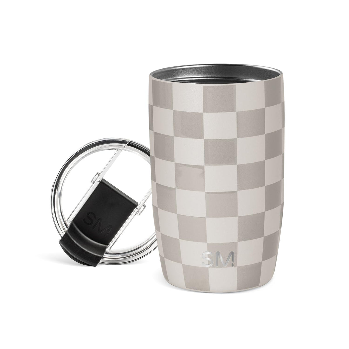 Simple Modern Voyager - Taza de Viaje con Tapa Abatible, Acero Inoxidable, Popotes Incluidos - 355ml - Pattern: Checkmate