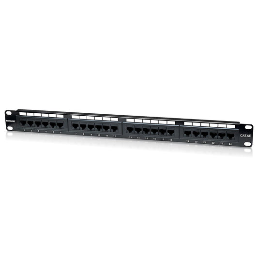 Intellinet 513555 Panel de Parcheo Cat5e – 24 Puertos RJ45, UTP, 1U, Compatible con 110/Krone, para Cableado de Red Ethernet y Rack de 19”