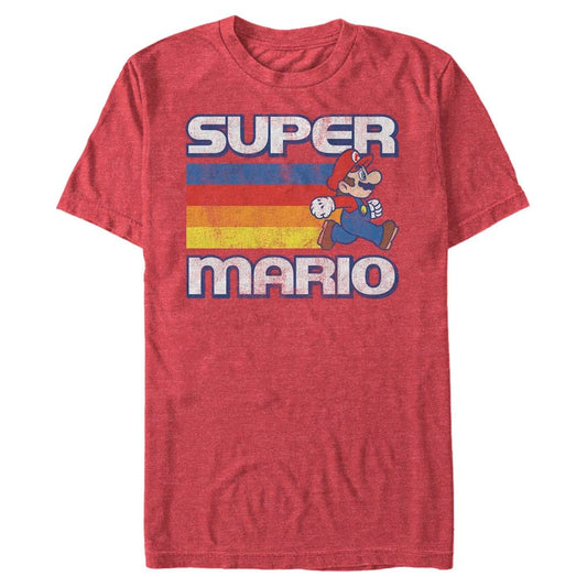 Nintendo Nintendo Playera de Rayas Retro Super Mario Running Camiseta para Hombre