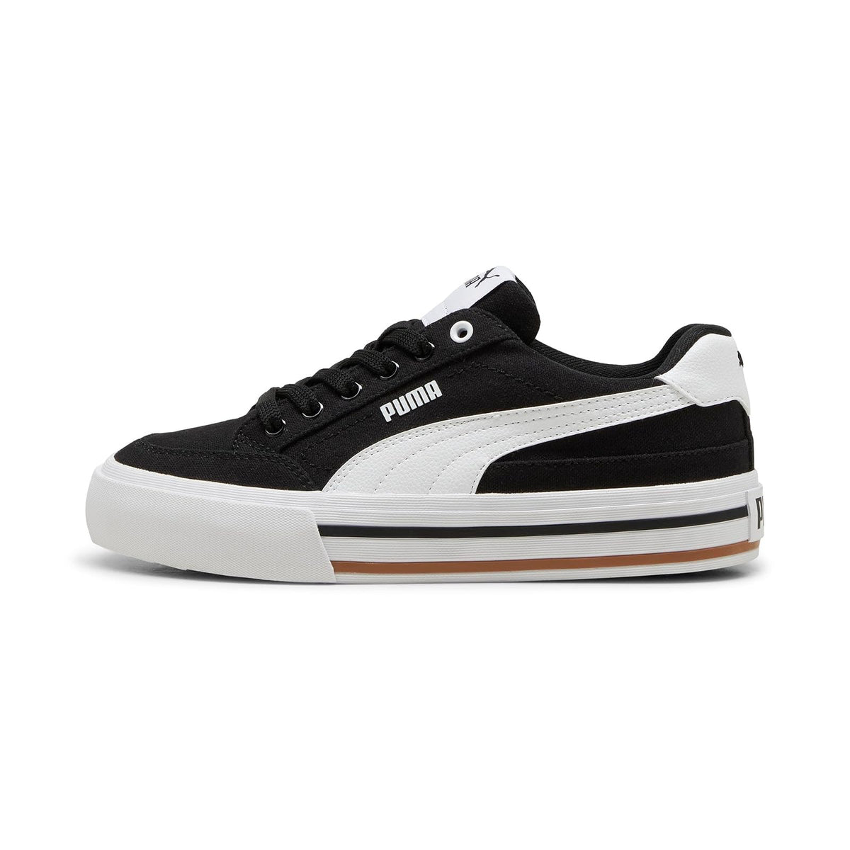 PUMA, Tenis Juveniles Court Classic Vulc FS, Unisex, Blanco y Negro, Talla 24,5