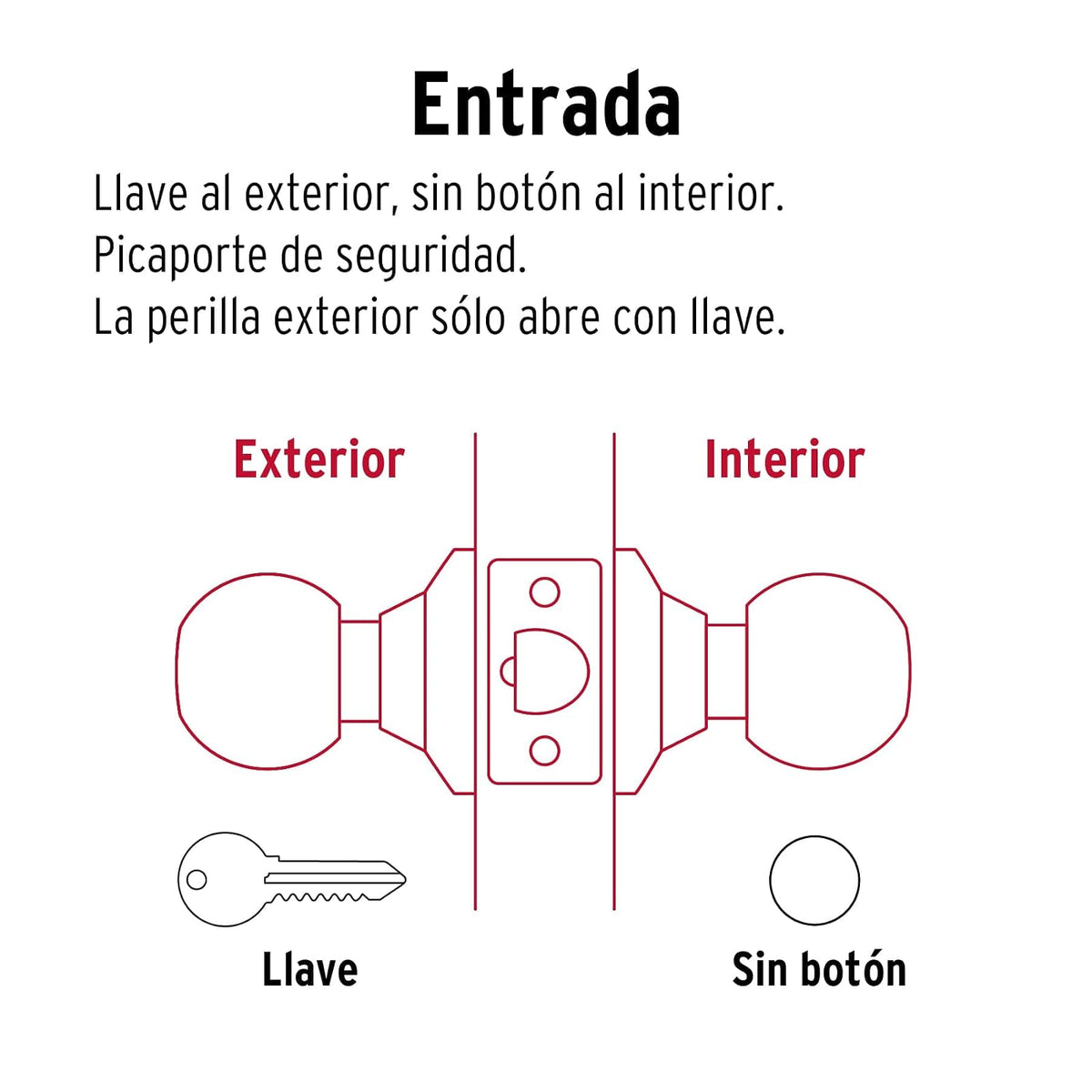 Hermex Basic BALT-CM-EP, Cerradura pomo, entrada, tubular, cromo mate