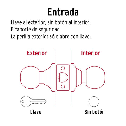 Hermex Basic BALT-CM-EP, Cerradura pomo, entrada, tubular, cromo mate