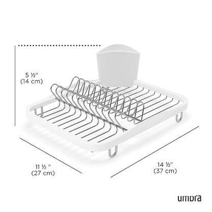 Umbra Sinkin Escurridor de Platos | Apto para fregaderos estándar y bajo encimera, patas de goma antideslizantes, hilo pintado, polipropileno resistente