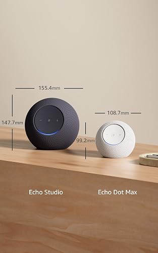 Echo Dot Max (modelo más reciente): bocina Alexa con sonido expansivo y graves casi 3 veces más potentes, ideal para salas y espacios medianos, grafito, con el Acceso Anticipado de Alexa+