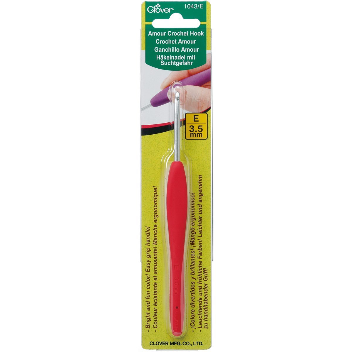 Clover Amour Gancho de Ganchillo Ergonómico - 3.5 mm - Rojo