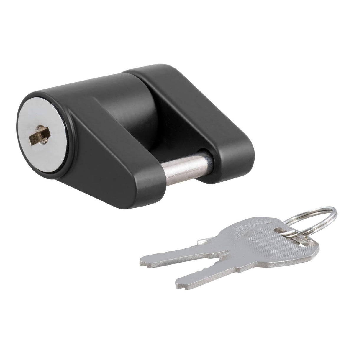 CURT 23521 Black Trailer Tongue Coupler Lock 1/4-Inch Pin Diameter, Up to 3/4-Inch Coupler Span