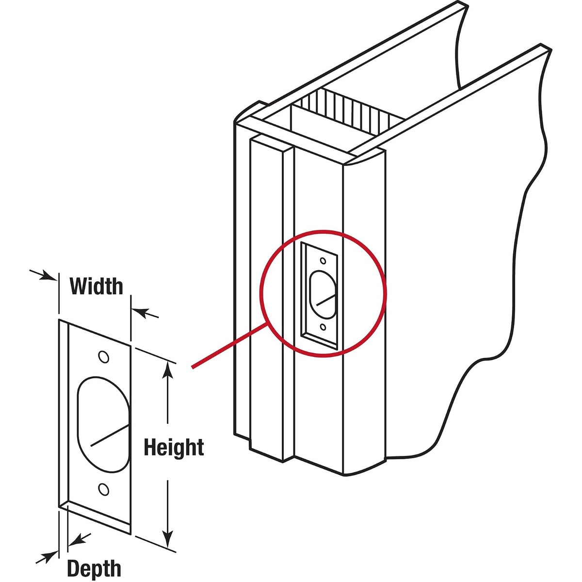 Prime-Line E 2457 Standard Latch Strike, 1-5/8 in., Steel, Satin Nickel Finish (Pack of 2)