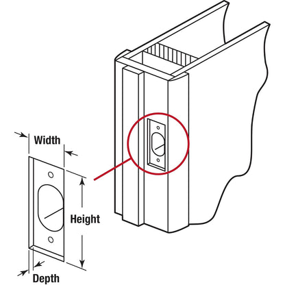 Prime-Line E 2457 Standard Latch Strike, 1-5/8 in., Steel, Satin Nickel Finish (Pack of 2)