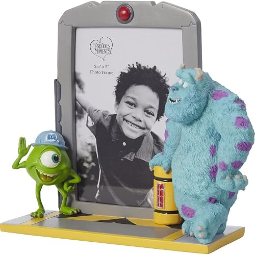Adorable Monsters, Inc. - Marco de fotos de Precious Moments Perfect Disney Showcase, regalo Pixar Love Your Inner Monster - Soporte de fotos de 3 x 5 pulgadas, compatibilidad con imágenes, decoración