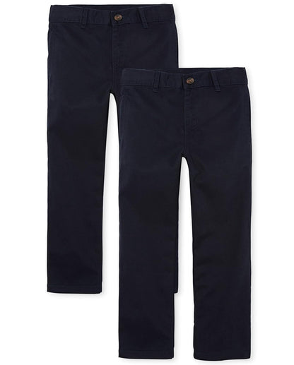 The Children's Place Pantalones Chinos elásticos Uniformes para niños, Paquete de 2 Pantalones para Niños