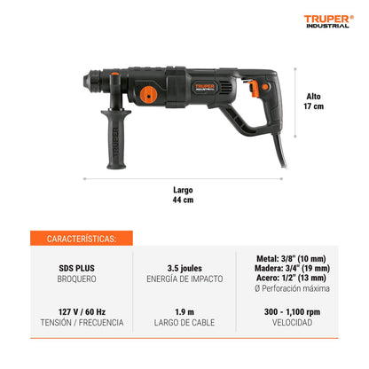 TRUPER ROEL-30N2, Rotomartillo SDS/destornillador 3.5 J, 800W
