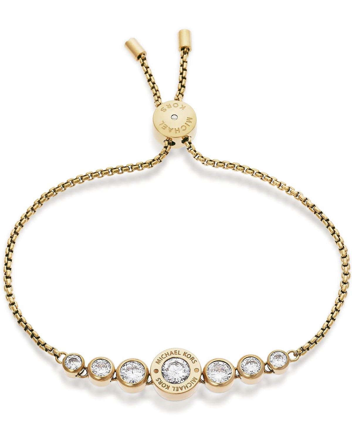 Michael Kors Logo Gold-Tone and Jet Set Crystal Slider Bangle Bracelet