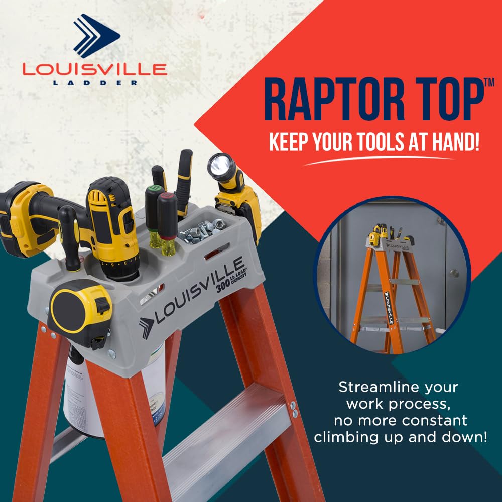 Louisville Ladder Resistente escalera de fibra de vidrio, capacidad de 136.08 kg, 1.21m (4ft), Anaranjado