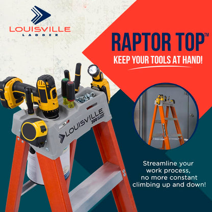 Louisville Ladder Resistente escalera de fibra de vidrio, capacidad de 136.08 kg, 1.21m (4ft), Anaranjado