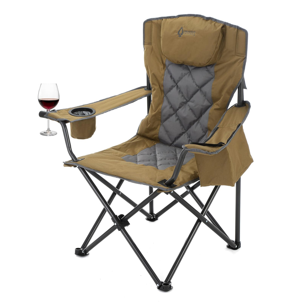ARROWHEAD OUTDOOR - Silla Plegable portátil de Lujo con reposacabezas, Vidrio y portavasos, Enfriador de 6 latas, Bolsa de Transporte Resistente, Capacidad de Peso de 550 Libras