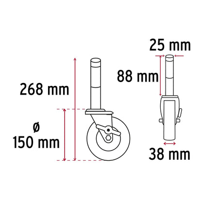 Fiero RO-1427F Rodaja hule espiga solida 1" x 6"freno, color, pack of/paquete de 1