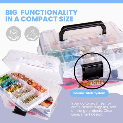 ArtBin 6890AG Caja pequeña para proyectos, organizador portátil de arte y manualidades con bandeja elevable, [1] caja de almacenamiento de plástico, transparente