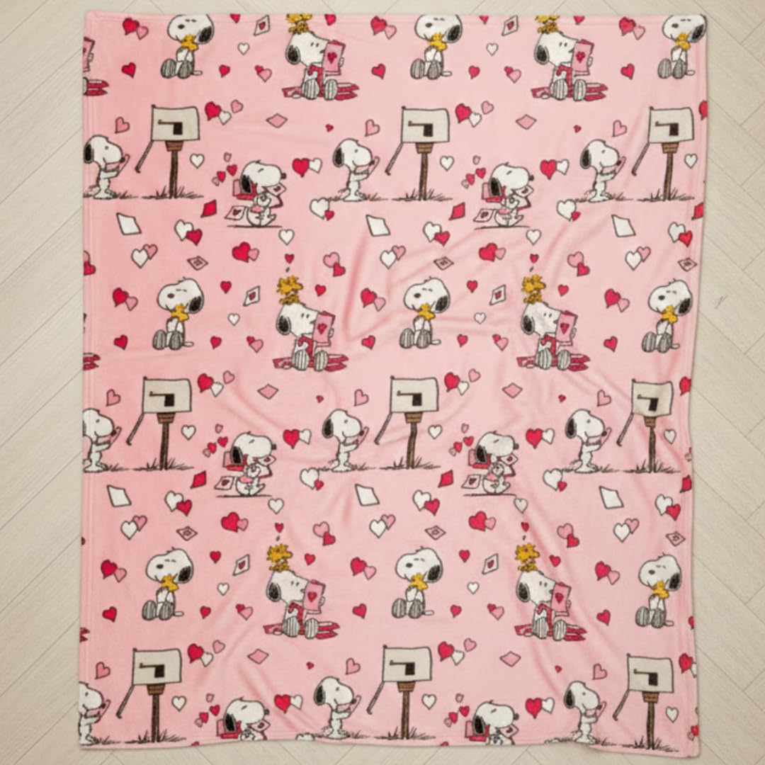 Franco Collectibles Peanuts Snoopy - Manta para el día de San Valentín, Manta súper Suave y acogedora de Felpa, 60 x 70 Pulgadas, (Producto Oficial Peanuts)