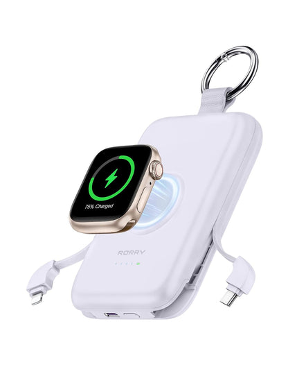 RORRY Power Bank 10000 mAh Carga Rápida PD 20W, 3 en 1 - Púrpura