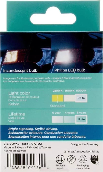 PHILIPS Ultinon 3157W LED blanco, paquete de 2