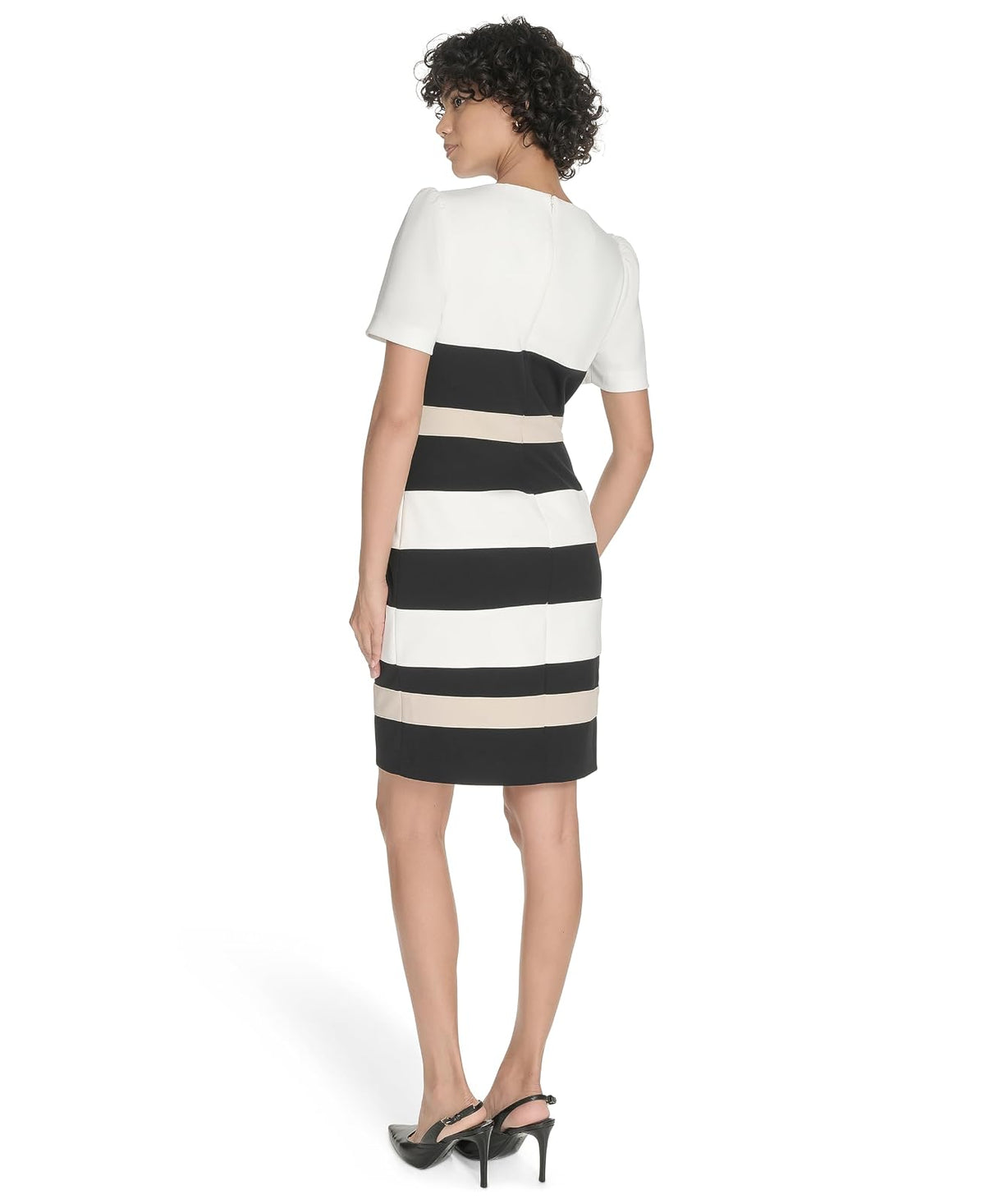 Tommy Hilfiger Vestido de Manga Corta con Bloque de Color Vestido para Mujer
