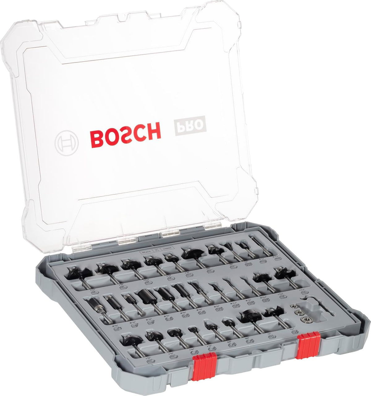 Bosch Juego de 30 brocas para madera para enrutador con vástago de 1/4 pulgadas