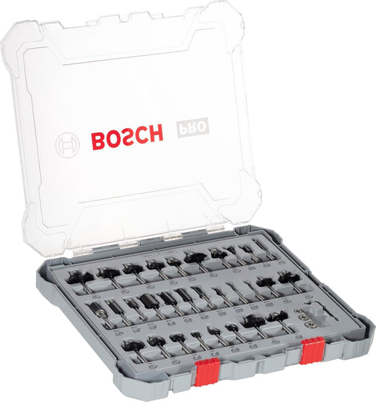 Bosch Juego de 30 brocas para madera para enrutador con vástago de 1/4 pulgadas