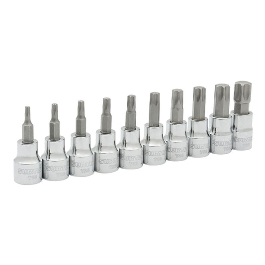 Surtek F5100T Juego de dados punta torx cuadro de 3/8", 10 piezas