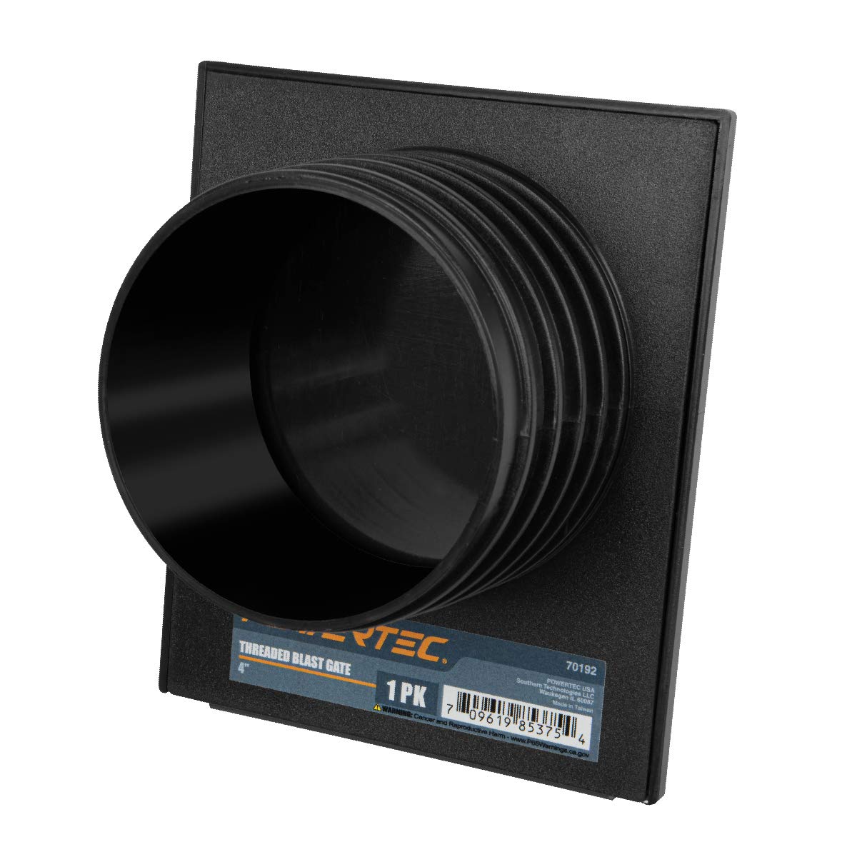 POWERTEC 70108 - Puerta de explosión de 4 pulgadas para colector de polvo, accesorios de recogida de polvo - Puerta de ráfaga de doble rosca de 4 pulgadas