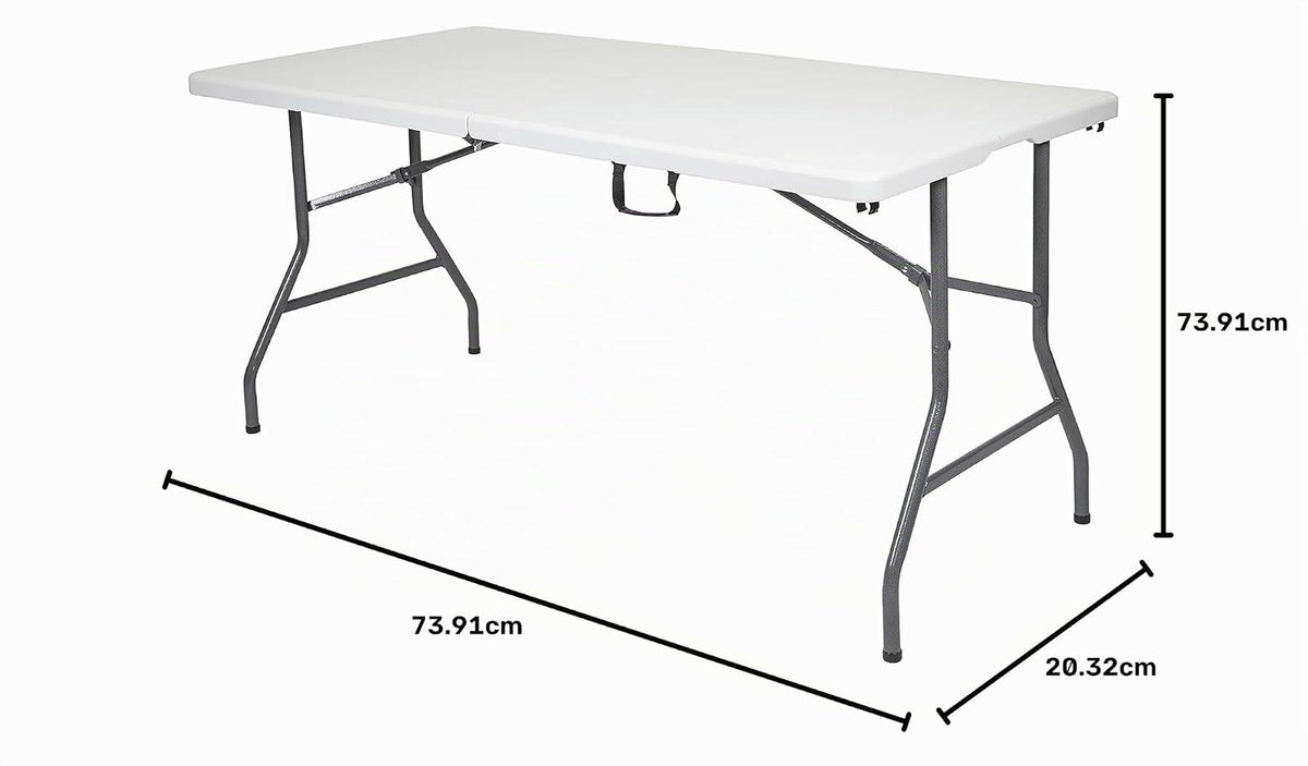 Stansport - Mesa de Campamento Plegable, Color Blanco, 151.9 cm de Largo x 73.9 cm de Ancho x 73.9 cm de Alto