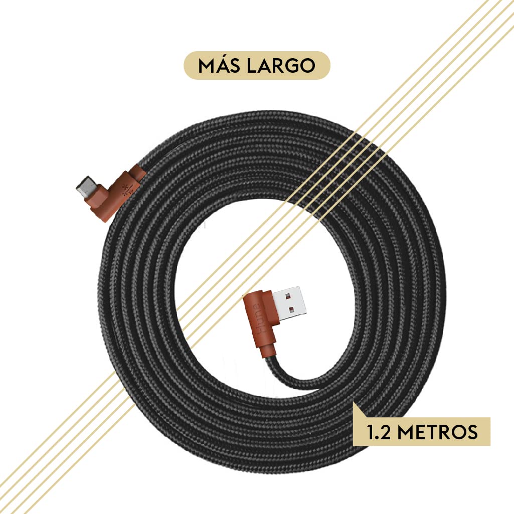 Cable Micro Usb Hune Sustentable Carga Rápida Y Datos 90° (Corteza)