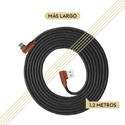 Cable Micro Usb Hune Sustentable Carga Rápida Y Datos 90° (Corteza)