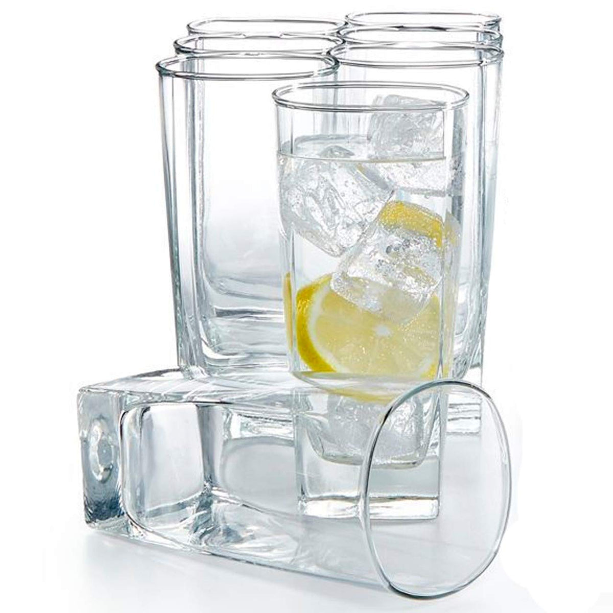 Luminarc 307-4903 Set 6 Vasos Highball con Forma Cuadrada de Vidrio Transparente, Colección Sterling, Ideal para Agua o Todo Tipo de Bebidas, Vasos Con Base Plana, 300 ml