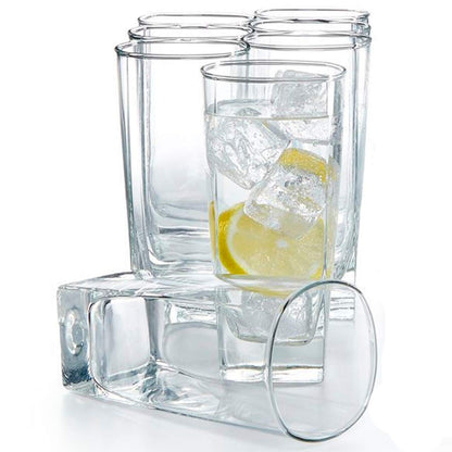 Luminarc 307-4903 Set 6 Vasos Highball con Forma Cuadrada de Vidrio Transparente, Colección Sterling, Ideal para Agua o Todo Tipo de Bebidas, Vasos Con Base Plana, 300 ml