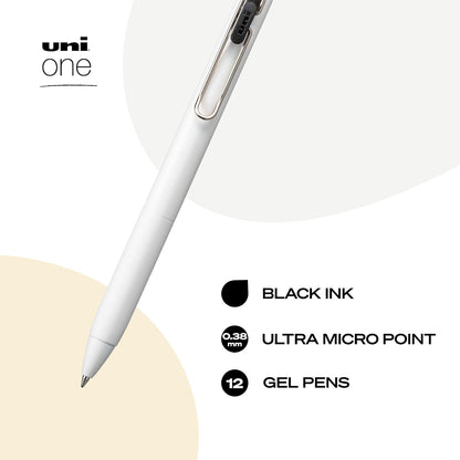 Uniball One Gel Pen 12 Pack; 0.38mm Ultra Micro Black Pens; Gel Ink Pen | Artículos de oficina de Uniball son Pens; Bolígrafo de colores; Plumas de gel; Punta fina; Smooth Writing Pen