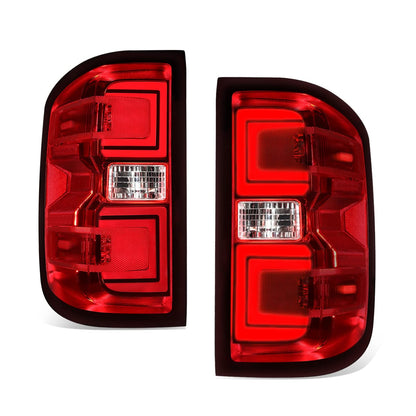 DNA MOTORING TL-ZTL-002E-RD Par de Luces traseras LED de Freno compatibles con 15-19 Silverado 2500 HD 3500 HD/Sierra 3500 HD, Lente Transparente roja