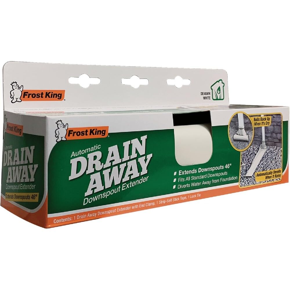 THERMWELL Frost King De46Wh Extensor De Bajante Automático De Drenaje De Plástico, Se Extiende 4 Pies