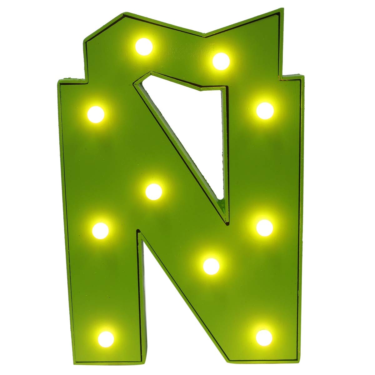 Mylin Letras de Madera con Serie de Focos LED. Tamaño 25cm. Letras del Alfabeto, Para Fiestas, Mesas de Dulces, Bar, Bodas, Recepciones, Escenarios, Hogar. Letra A