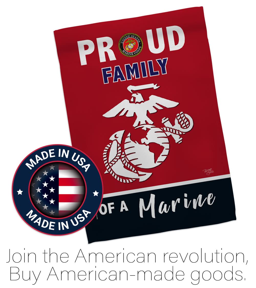 Breeze Decor Bandera de jardín de la familia orgullosa de las Fuerzas Armadas del Cuerpo de Marines USMC Semper Fi de los Estados Unidos de América, Militar de veteranos de jubilación oficial para la casa de jubilación, regalo de doble cara, fabricado en 