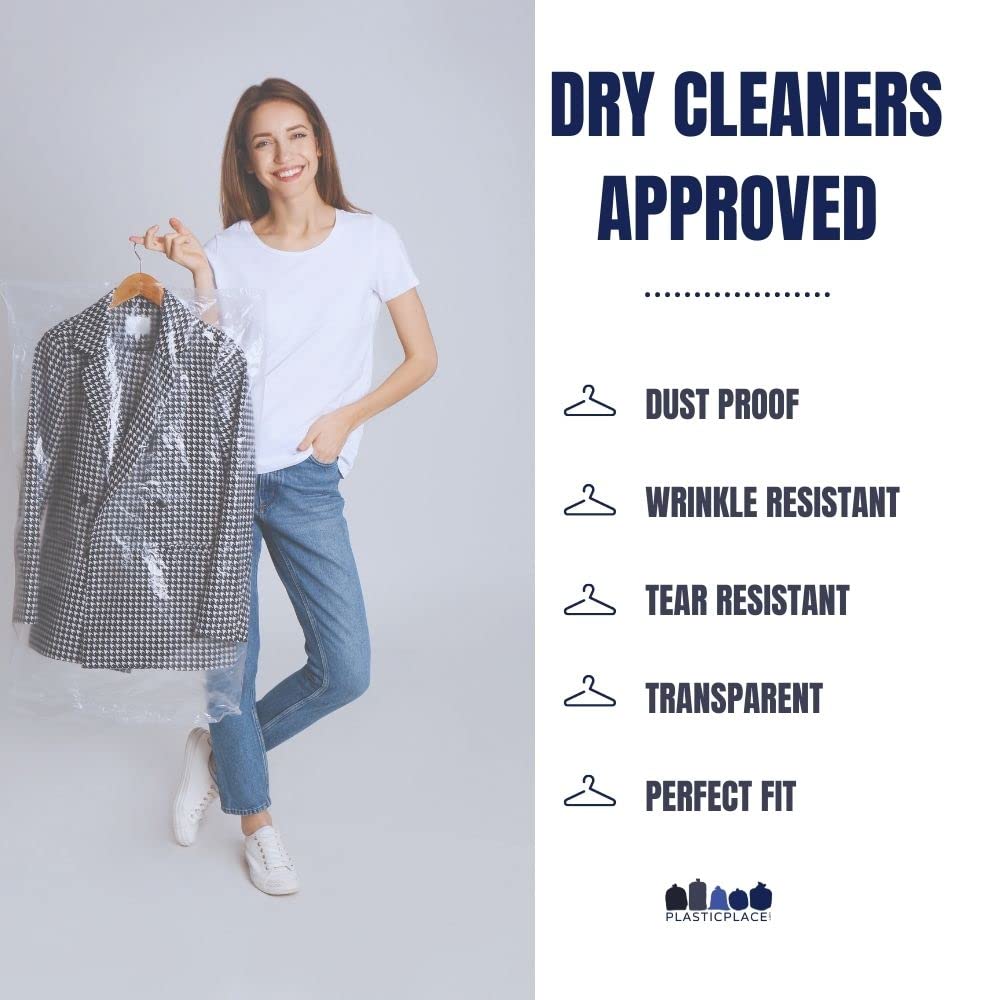 Plasticplace - Bolsa de plástico para Pantalones de Limpieza en seco de 0,65 Mil de 21 x 7 x 30 Pulgadas, Transparente, 577 Unidades