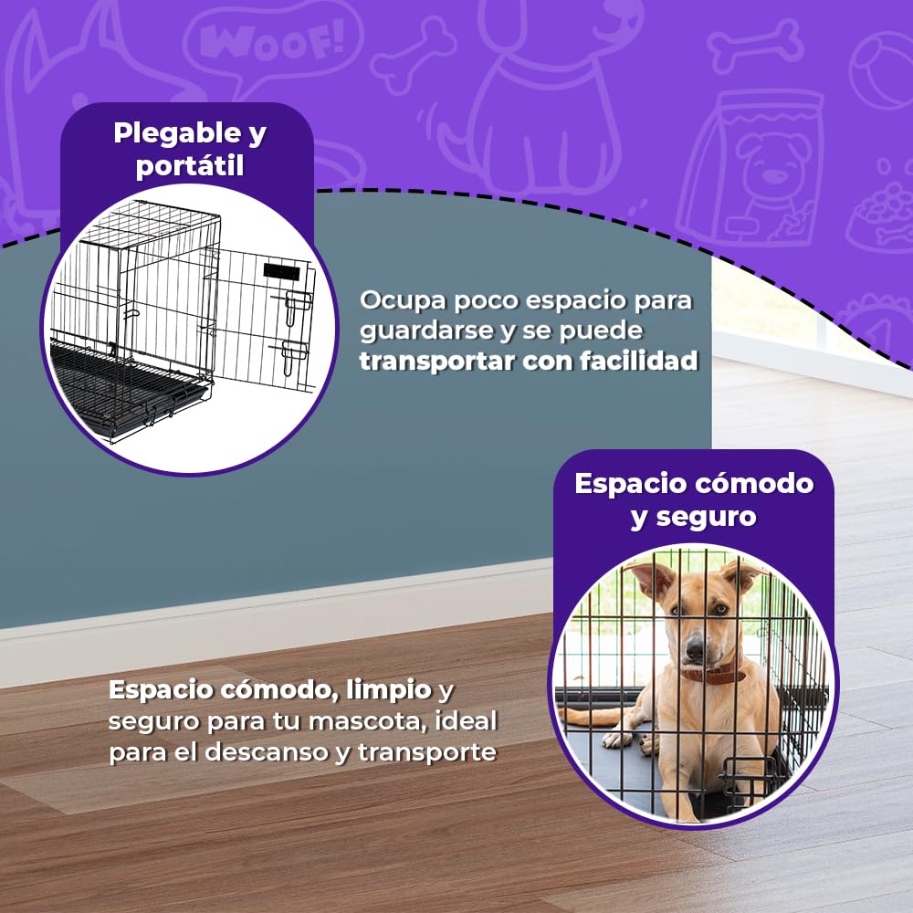 Fancy Pets Jaula Metálica Plegable GDE para Perros, 76.5 x 47 x 55 cm, con 1 Puerta y Bandeja Extraíble