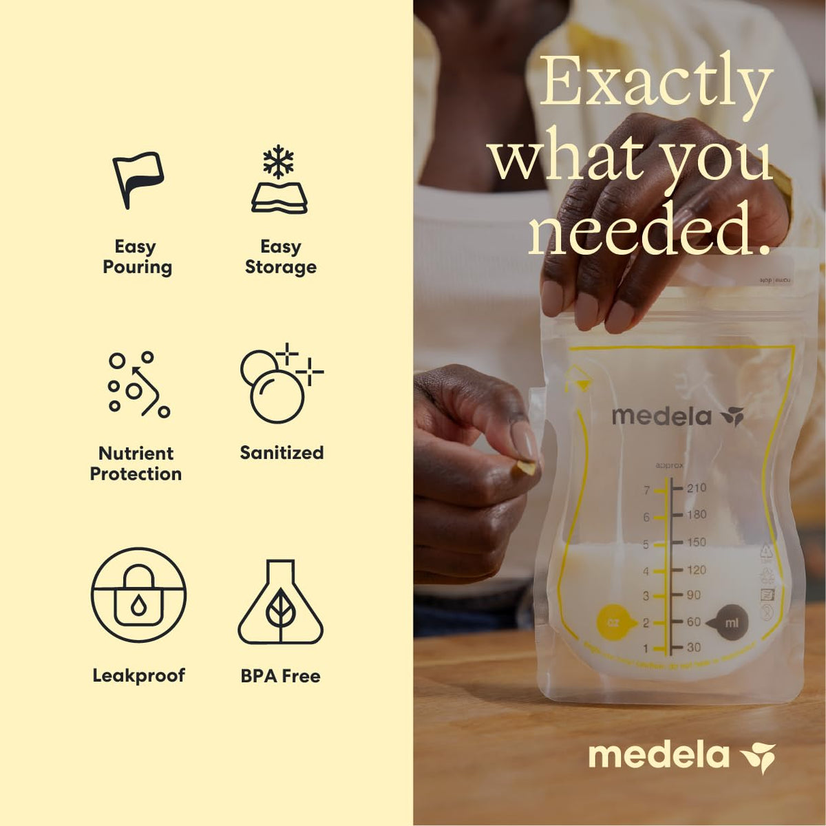 Medela Easy Pour Bolsas de Almacenamiento de Leche Materna 200 Unidades 210 ml