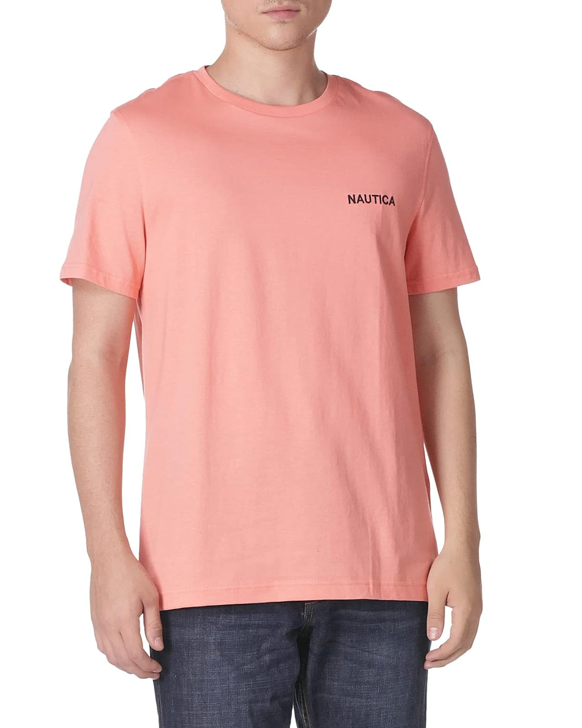 Nautica Playera Cuello Redondo para Hombre, Manga Corta - CH - Coral Pálido Sólido