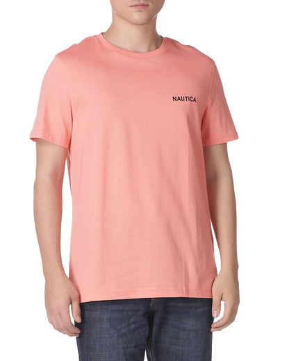 Nautica Playera Cuello Redondo para Hombre, Manga Corta - CH - Coral Pálido Sólido