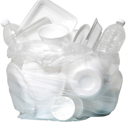 Aluf Plastics Bolsas de basura transparentes de 56 galones (200 unidades) – 43 x 48 pulgadas – PCM SERIES Premium de alta densidad 16 micras equivalentes a bolsas de basura para baño, oficina, industrial, comercial, conserjería