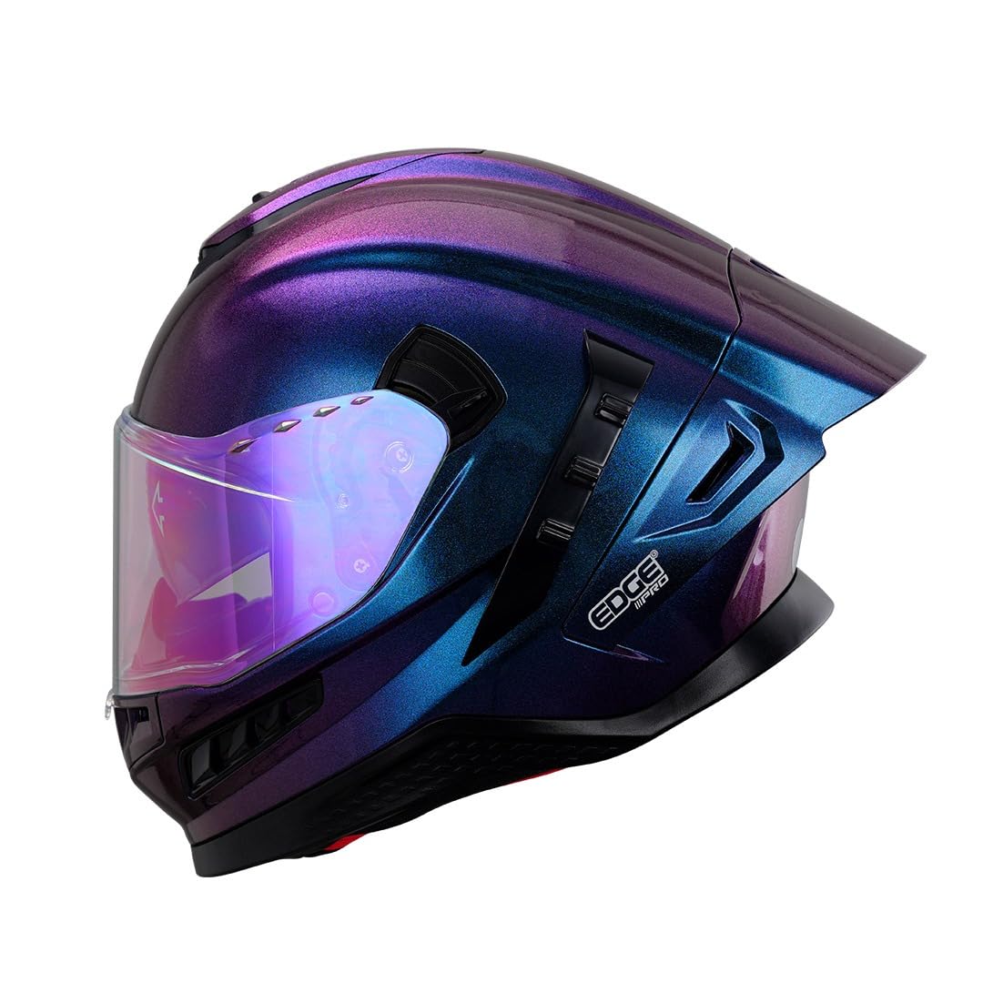 Casco para Moto Integral - Casco Motocicleta Marca Edge - Visor Doble ANTIVAHO - Cascos para Motos Certificados Dot Moto - Accesorios para Moto Motocross Motocicleta - M - CHAMELEON