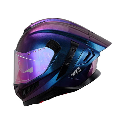 Casco para Moto Integral - Casco Motocicleta Marca Edge - Visor Doble ANTIVAHO - Cascos para Motos Certificados Dot Moto - Accesorios para Moto Motocross Motocicleta - M - CHAMELEON