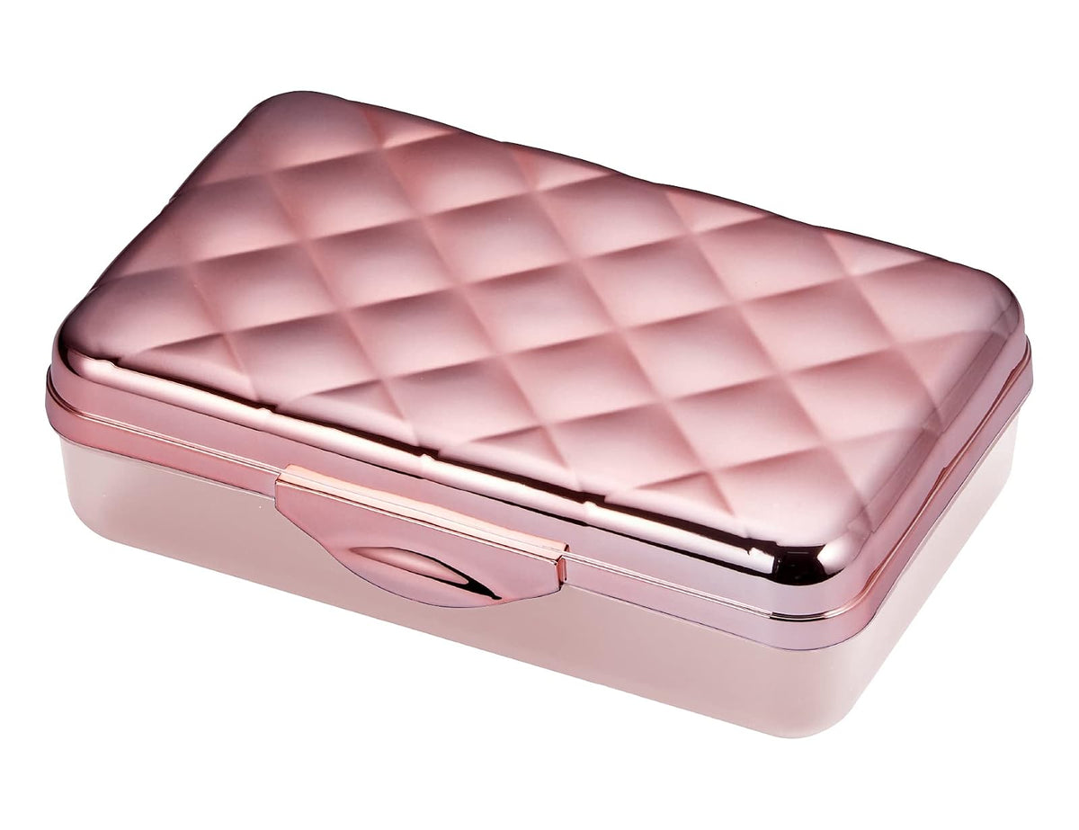 It's Academic - Estuche metálico para lápices, plástico duro, tapa elegante con patrón de abandonado, oro rosa