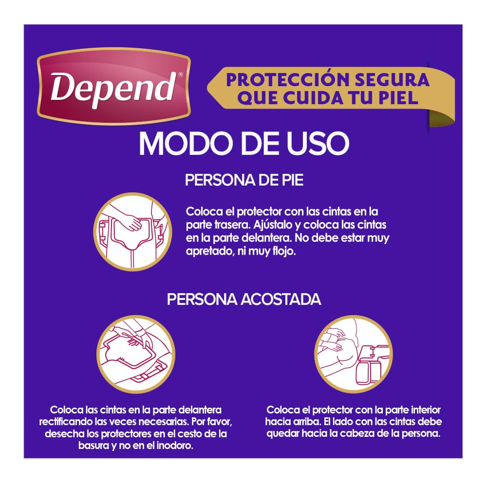 Depend Pañal Nocturno para Incontinencia, Talla Mediana, Unisex, Caja con 6 Paquetes de 10 Piezas (60 pañales), ideal para descargas abundantes