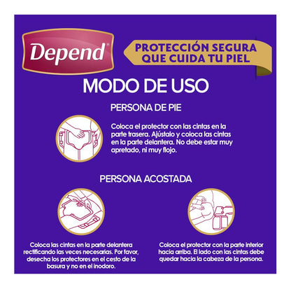 Depend Pañal Nocturno para Incontinencia, Talla Mediana, Unisex, Caja con 6 Paquetes de 10 Piezas (60 pañales), ideal para descargas abundantes